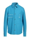 Herno Globe Man Shirt Azure Size 44 Virgin Wool