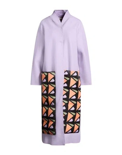 Herno Globe Woman Coat Lilac Size 6 Virgin Wool, Polyester In Multi