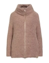 Herno Globe Woman Jacket Light Brown Size 6 Virgin Wool, Alpaca Wool, Metallic Fiber, Polyamide In Brown