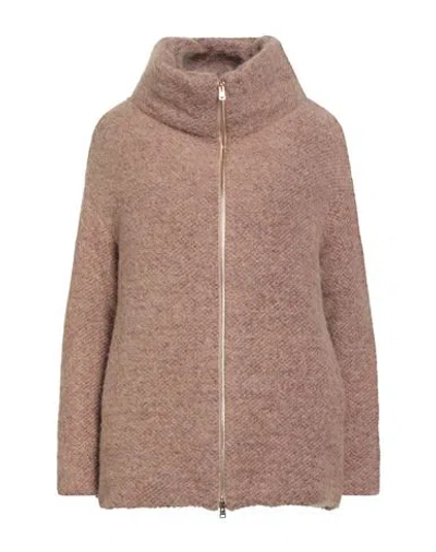 Herno Globe Woman Jacket Light Brown Size 6 Virgin Wool, Alpaca Wool, Metallic Fiber, Polyamide