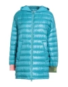 Herno Globe Woman Puffer Azure Size 16 Polyamide, Cotton In Blue