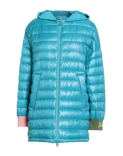 Herno Globe Woman Puffer Azure Size 16 Polyamide, Cotton In Blue