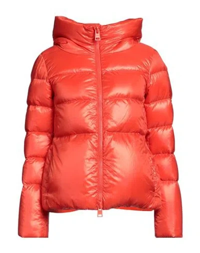 Herno Woman Down Jacket Tomato Red Size 8 Polyamide