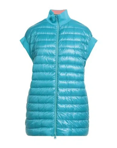 Herno Globe Woman Puffer Turquoise Size 10 Polyamide, Cotton In Blue