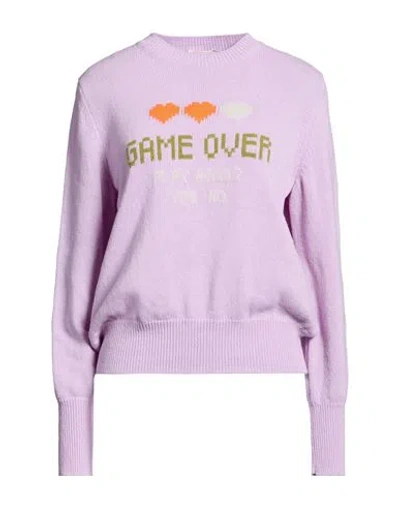 Herno Globe Woman Sweater Lilac Size 6 Wool In Purple