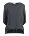 Herno Globe Woman T-shirt Charcoal Size 8 Viscose, Elastane, Polyamide In Grey