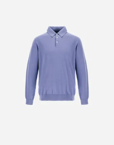 Herno Glorious Cotton Silk Polo Shirt In Light Blue