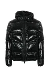 Herno Shiny Lacquer Bomber Jacket With Quilted Texture In Nero