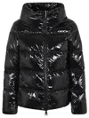 Herno Glossy Hooded Down Coat With Quilted Design In Black