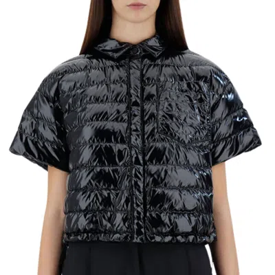 Herno Gloss Short-sleeved Bomber Jacket In Black