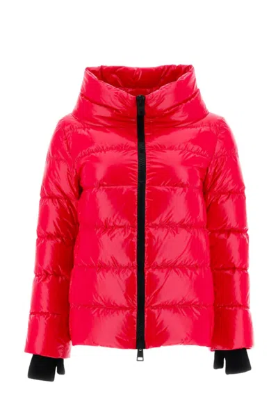 Herno Gloss Short With Knit Gloves Jacket In Fuchia Pink In Red