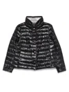 Herno Glossy Black Down Jacket With Drawstring Collar In Black