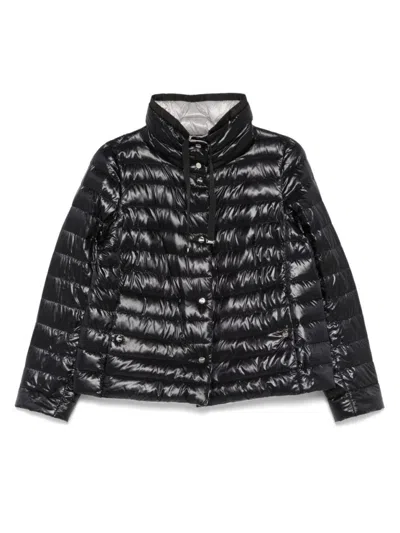 Herno Glossy Black Down Jacket With Drawstring Collar