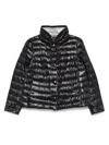 Herno Glossy Black Down Jacket With Drawstring Collar In Black