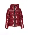 Herno Cropped Red Puffer Jacket With High Structured Collar In Burgundy