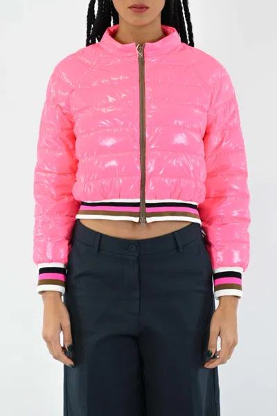 Herno Bomber Jacket In Gloss - Female Bomber Neon Pink 38