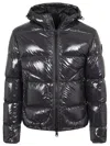 Herno Glossy Bomber Jacket With Hood And Elastic Cuffs In Black