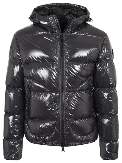 HERNO GLOSSY BOMBER JACKET WITH HOOD AND ELASTIC CUFFS