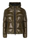 Herno Glossy Bomber Jacket With Horizontal Quilting And Adjustable Hood In Brown
