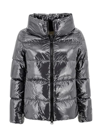 Herno Glossy Down Jacket In Gray