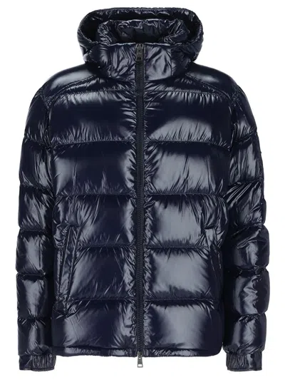 Herno Glossy Down Jacket With Hood In Blue
