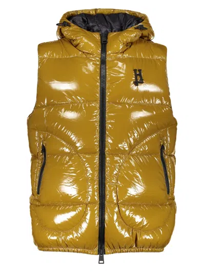 Herno Glossy-finish Gilet In Yellow