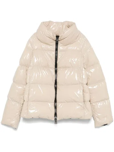 Herno Glossy Finish Puffer Jacket In Neutral