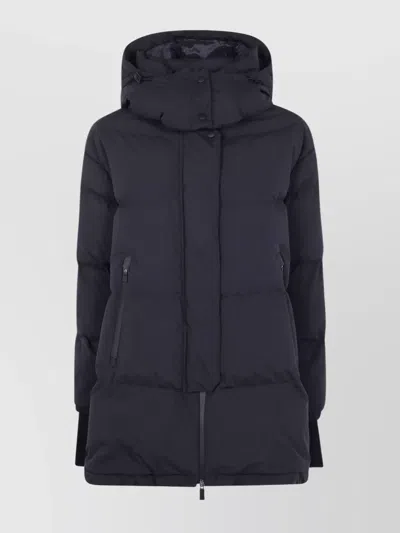 HERNO GLOSSY HOODED QUILTED LONG JACKET