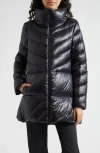 Herno Glossy Nylon A-line Down Coat In Black