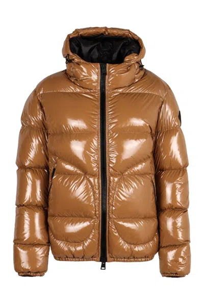 Herno Men's Glossy Nylon Down Jacket In Brown