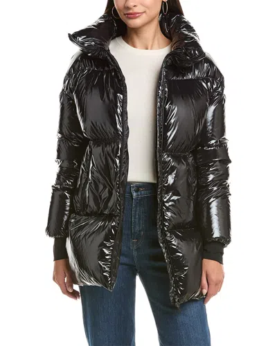 Herno Glossy Hooded Down Coat With Quilted Design In Black