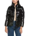 Herno Glossy Hooded Down Coat With Quilted Design In Black