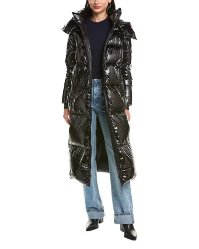 Herno Glossy Puffer Down Long Coat In Black