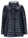 Herno Glossy Quilted High Collar Polyamide Down Jacket In Blue