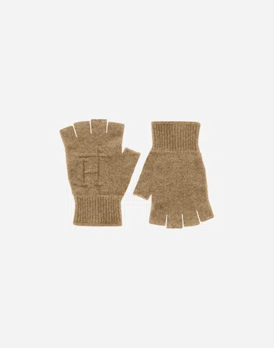 Herno Gloves In 100% Wool In Brown