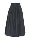 Herno Blue New Techno Taffeta Flared Skirt In Blue
