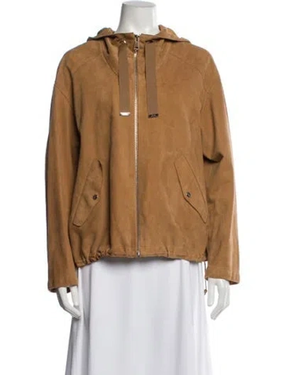 Pre-owned Herno Goat Leather Jacket In Brown