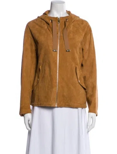 Pre-owned Herno Goat Leather Jacket In Brown