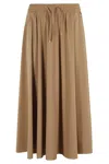 Herno Flared Skirt In Camel Lightweight Nylon Stretch In Cammello