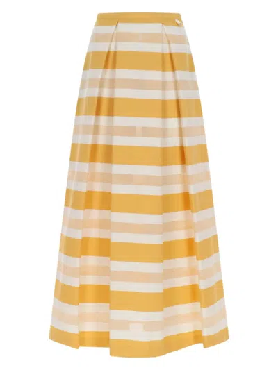 Herno Conte Blend Skirt With Maxi Stripes In Brown