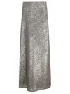 Herno Midi Skirt With Shimmering Metallic Finish And Flared Silhouette In Silver