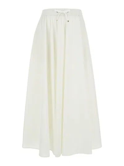 Herno White Skirt With Elastic Waist With Drawstring And Flared Design In Tech Fabric Woman