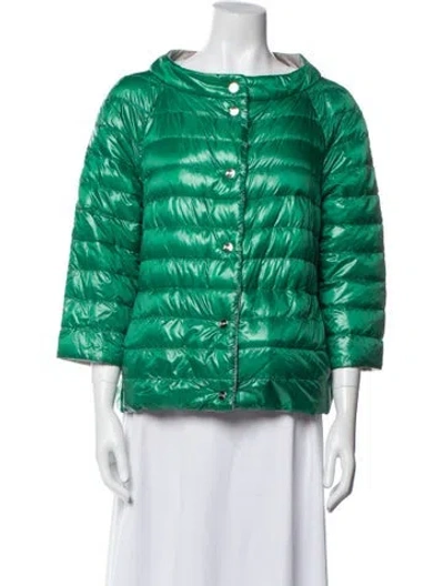 Pre-owned Herno Goose Down Printed Evening Jacket In Green