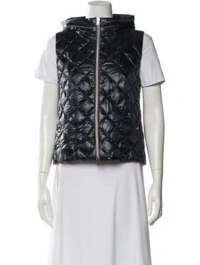 Pre-owned Herno Goose Down Printed Vest In Blue