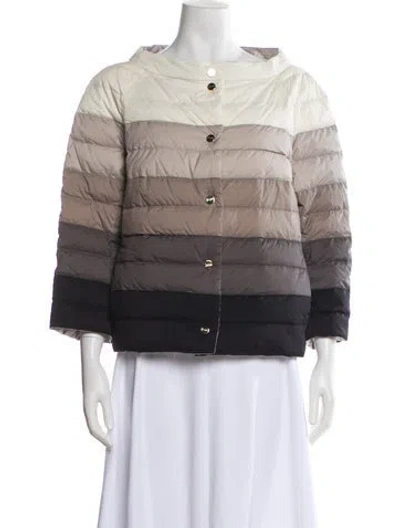 Pre-owned Herno Goose Down Striped Down Jacket In Gray