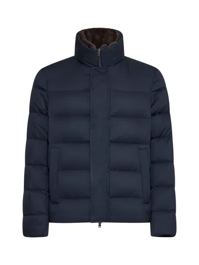 Herno Bomber In Arendelle And Faux Fur In Blue