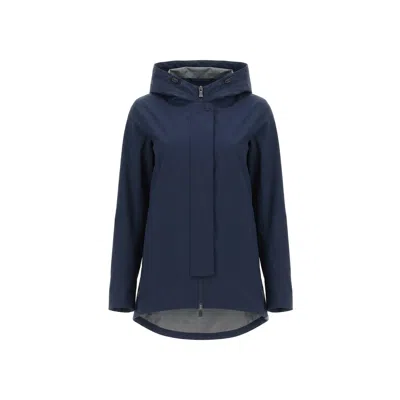Herno Gore Tex Hooded Jacket In Blue