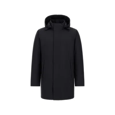 Herno Gore-tex Hooded Single-breasted Coat In Black