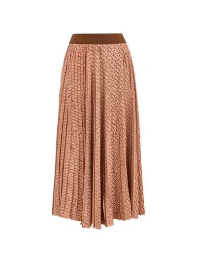 Herno Graphic Pleated Skirt In Orange
