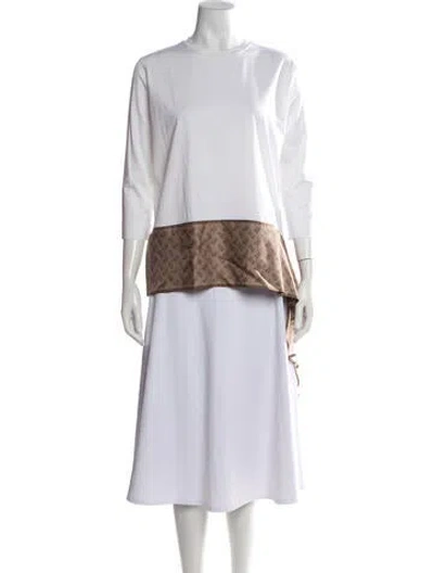 Pre-owned Herno Graphic Print Crew Neck Top In White